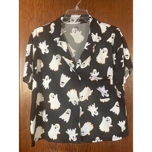 Way To Celebrate Women’s Halloween Ghost Black White Pajama Tee Size  M (8-10)